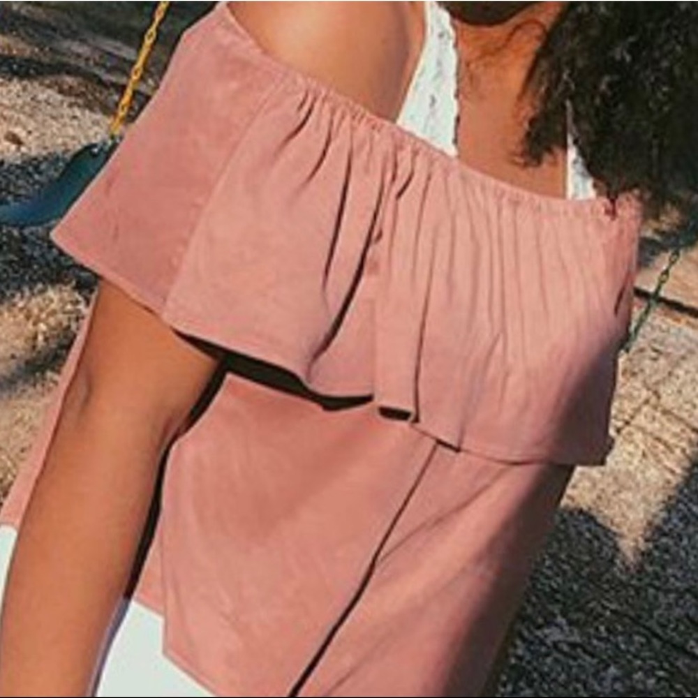 Millennial Pink Off the Shoulder Top